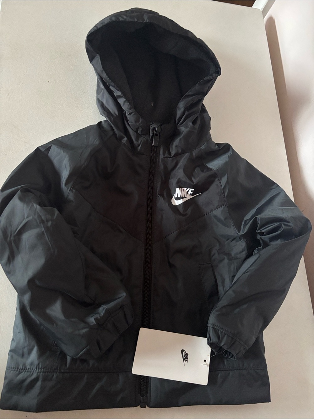 Nike Black Fleece Lined Hooded Kids Raincoat